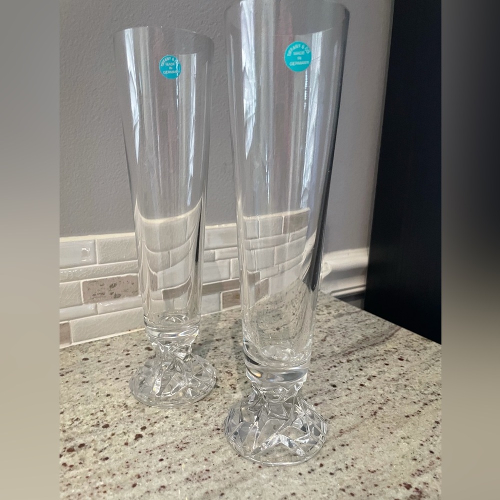 Tiffany & Co. Rock Cut Pilsner glasses set of 2 never used, comes with box & bow